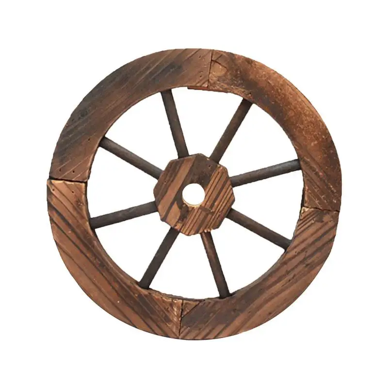 Wooden Wagons Wheels Outdoor Nautical Vintage Old Gardens Ornament 3D Decorative Decoration Durable Woody Wheel For Decors