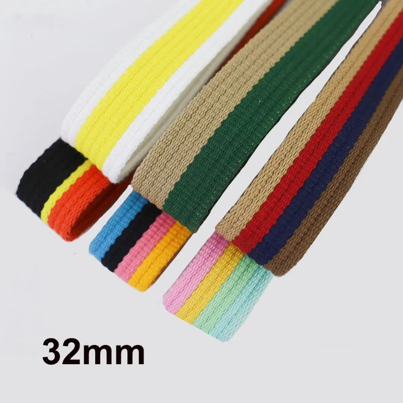 50 Yards 1 1/4 inch Heavy Polyester Cotton Webbing 32mm Rainbow Color 2mm Thickness for Handbag Backpack Strap Sewing Belt DIY