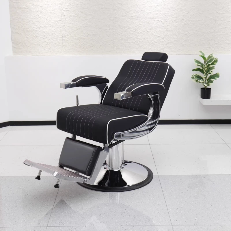 كرسي حلاق حديث وبسيط، كرسي برأس زيتي، كرسي صالون مريح، مسند للقدمين، أثاث صالون فاخر