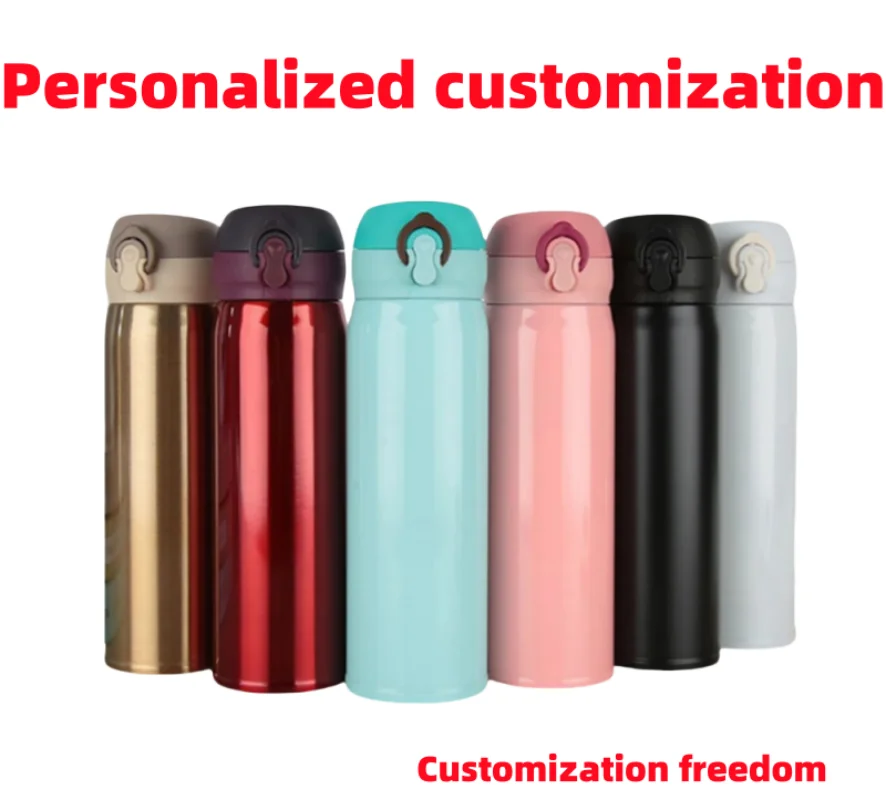 

50 DIY 450ML Stainless Steel Bouncing Cover Vacuum Flask Thermos Cup Coffee Tea Milk Thermo Bottle Customized