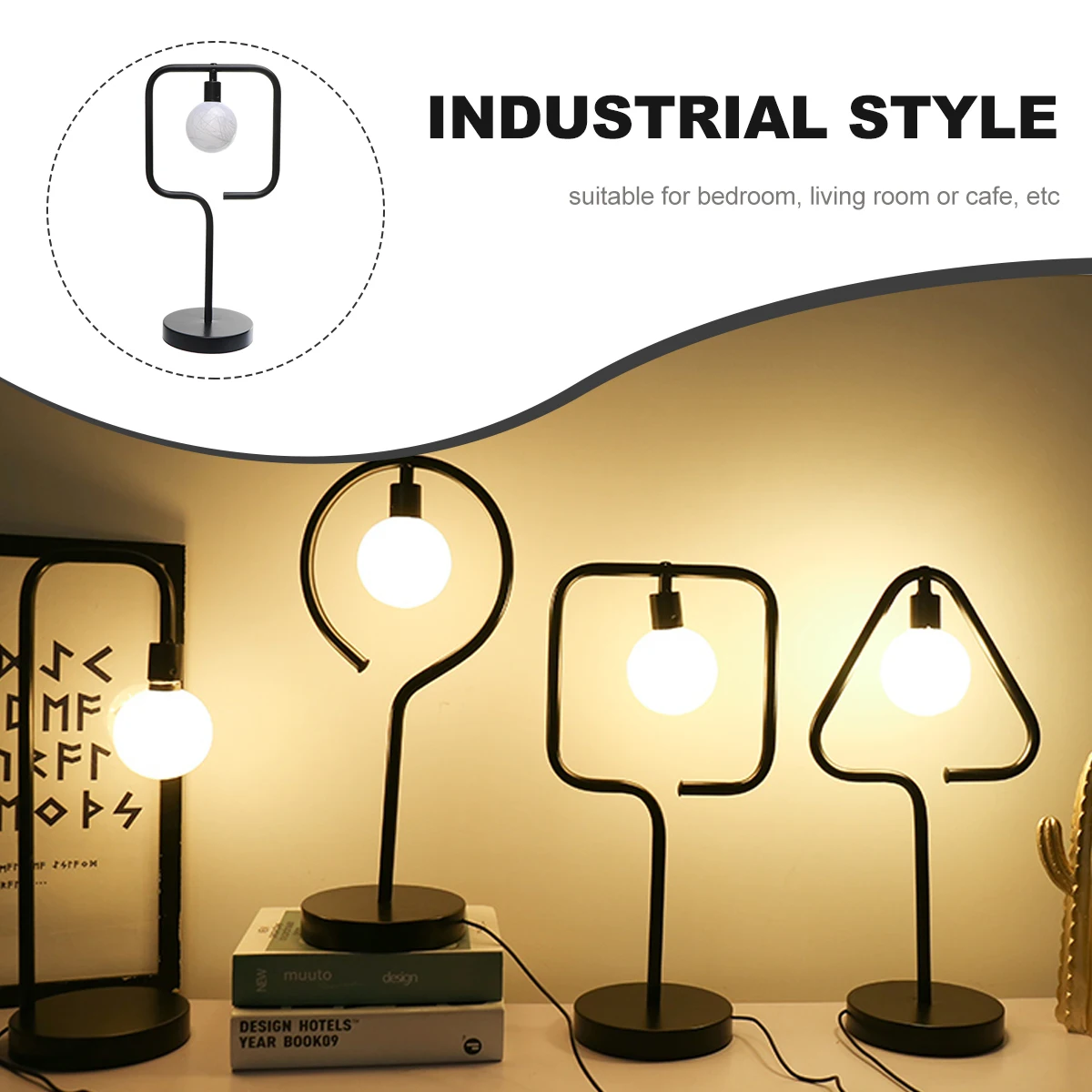 

LED Night Lamp Desk Light Retro Style Powered Iron Frame Vintage Table Lamp Plastic Body Strong Durable Simple Design