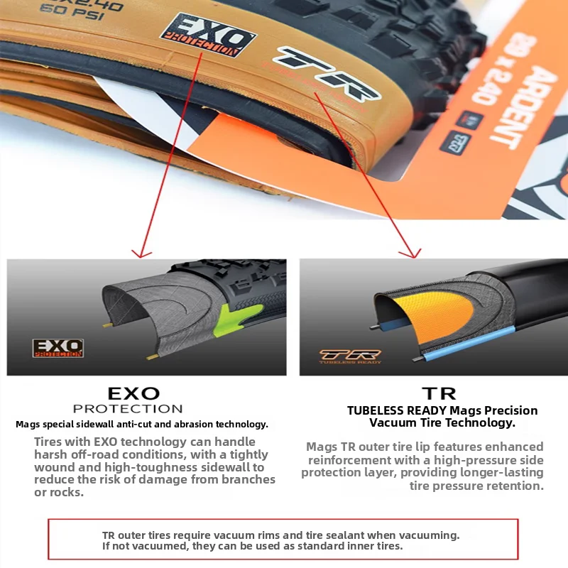 إطار دراجة ماكسيس DTH مقاس 26 بوصة، 26×2.5، بحافة صفراء، إطار خارجي للدراجات الهوائية مع تقنية EXO المضادة للثقب، قطع غيار م... #3