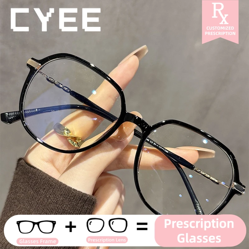 

CYEECasual Style Polygon Photochromic Myopia Eyeglasses Progressive Lenses Glasses Women Customized Prescription Optical Eyewear