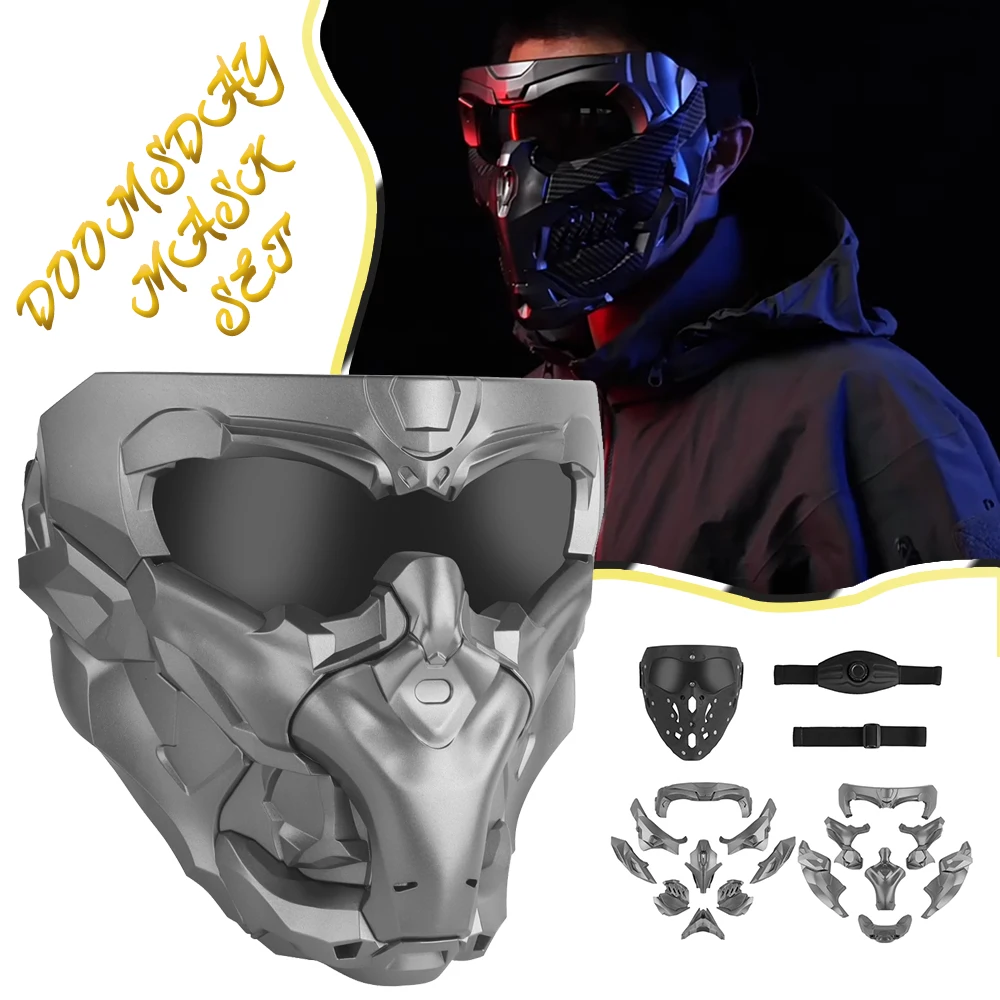 Tactical Airsoft Doomsday Mask Set DIT Removable Full Face Protective Masks CS Paintball Shooting Cycling Masks Headwear Cosplay