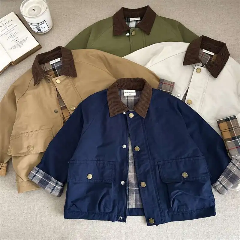 2026 UNITIM Frühling Herbst Kinder Jungen Jacke Kariert mit Taschen Langarm Kleinkind Jungen Oberbekleidung Mantel Kinder Jungen Jacke – Detail 18