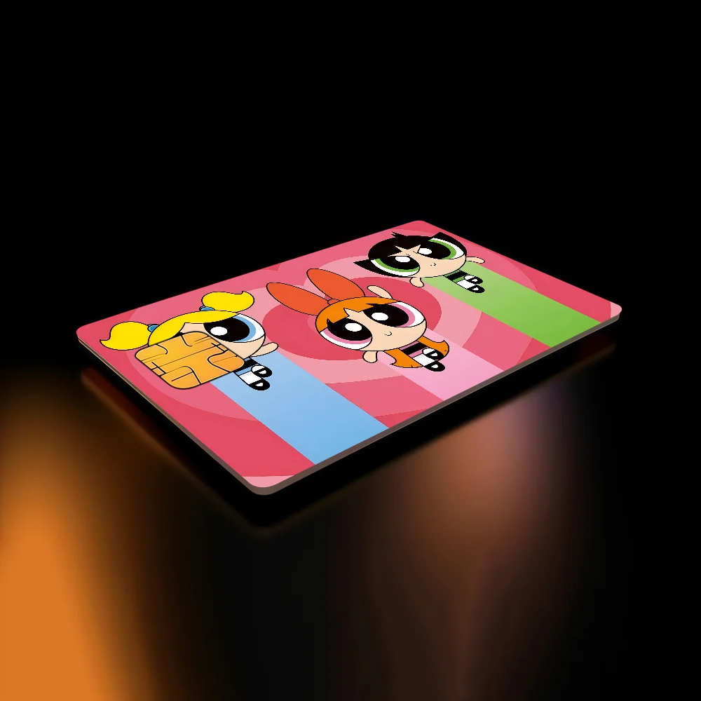 الكلاسيكية الكرتون T-The Powerpuff الفتيات أنيمي الغطاء الأمامي لاصق غشائي الجلد لبطاقة الخصم الائتمان رقاقة صغيرة كبيرة #4
