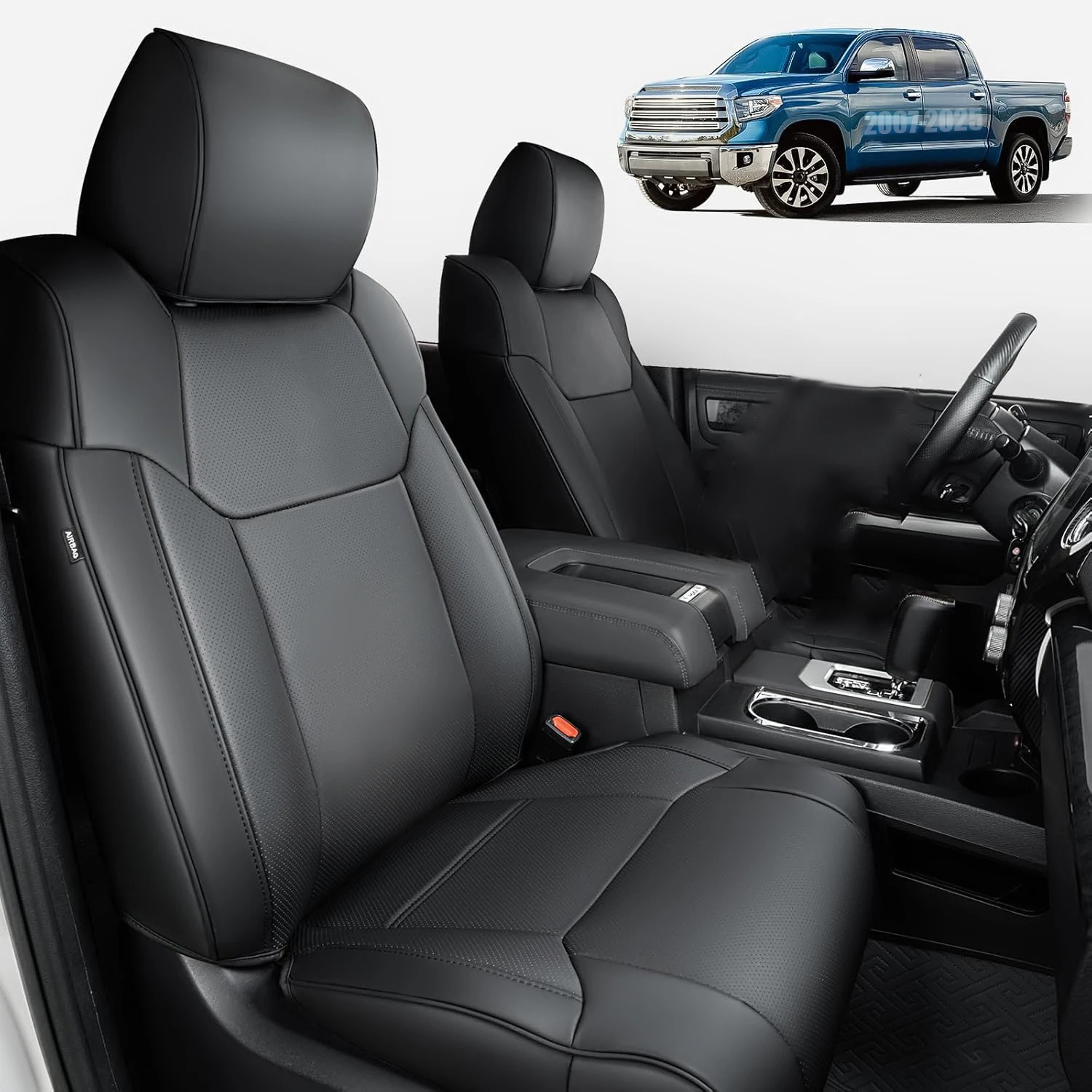 Für Toyota Tundra Crew Max Double Cab Hybrid 2007-2025 Maßgefertigte Auto-Zubehörteile Sitzbezüge 5 Sitze Hochwertige Lederausführung – Detail 4