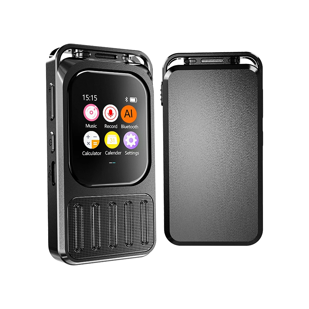 V78 AI مسجل بلوتوث توصيل التطبيق 1200mAh 79H وقت طويل تسجيل صوتي الكلام إلى النص وتغميق شاشة قابلة للمس