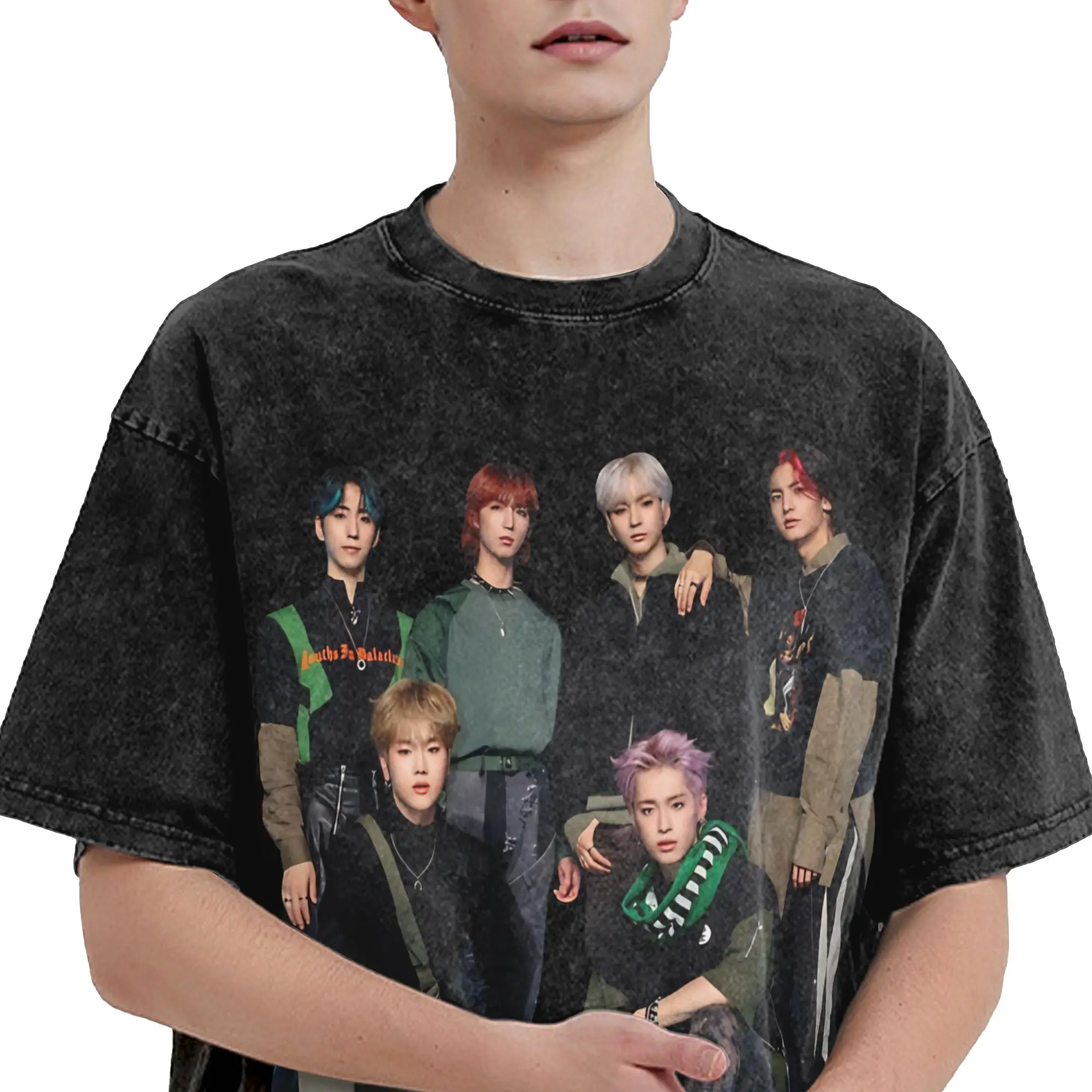 Summer XDINARY HEROES Group Debut Happy Death Day   Washed Shirts Outfit Oversize T-Shirt  Men Women Tees