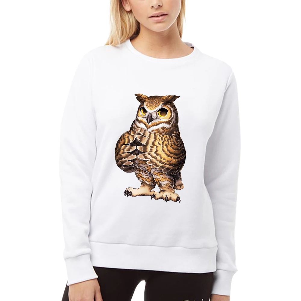 HX Fashion Animals Sweatshirt Cute Owl Stickers Printed Sportshirts Male Female Casual Shirts Harajuku Streetwear S-7XL