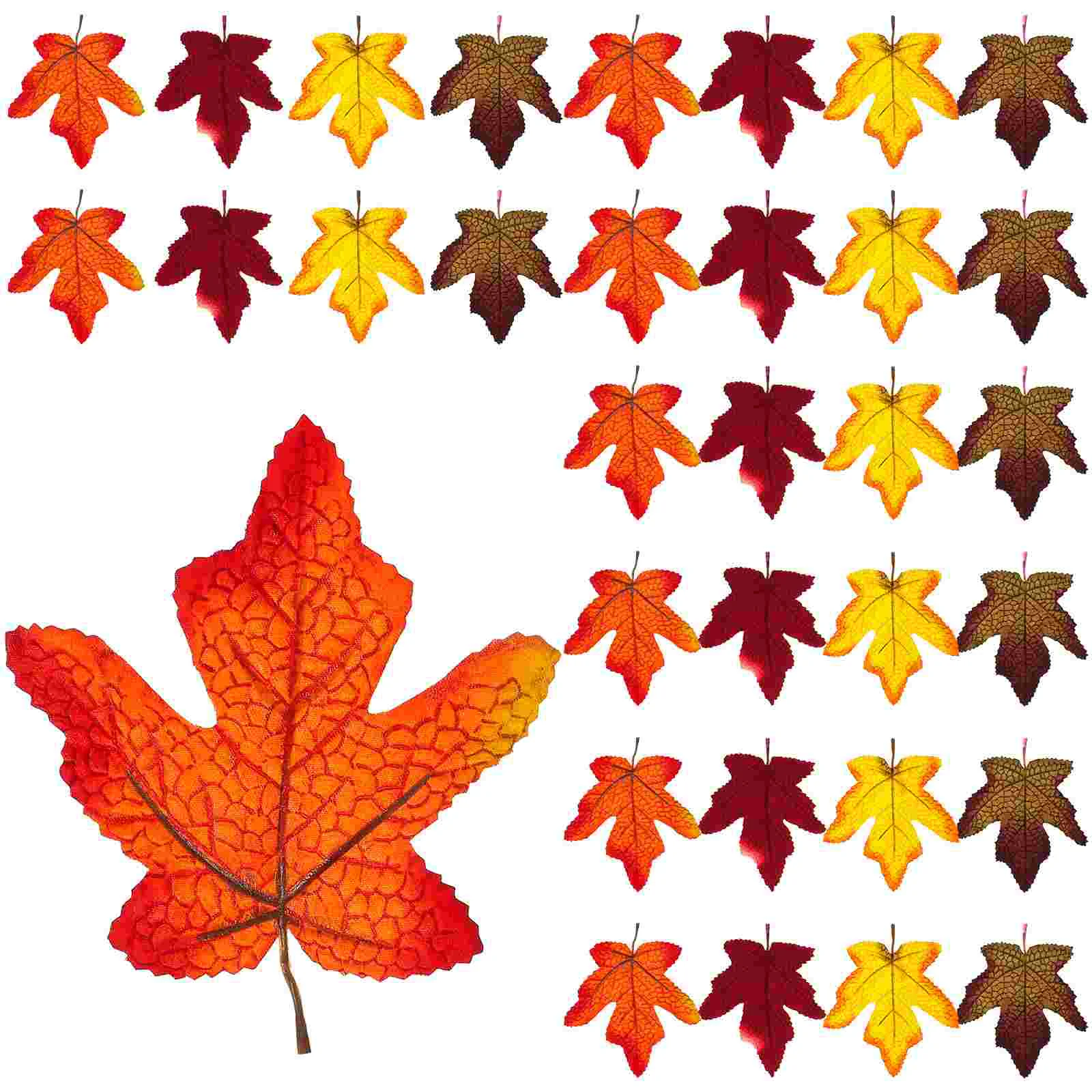 32 Pcs Simulated Maple Leaf Garden Decor for Fall Home Leaves Household Silk Flower Artificial Autumn Fake Decoration