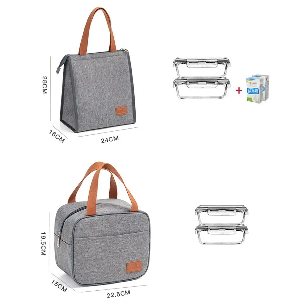 Thermal Lunch Bag for Men&Women Gray Oxford Cloth Aluminum Foil Insulation Shoulder Bag Waterproof Picnic cooler Bag