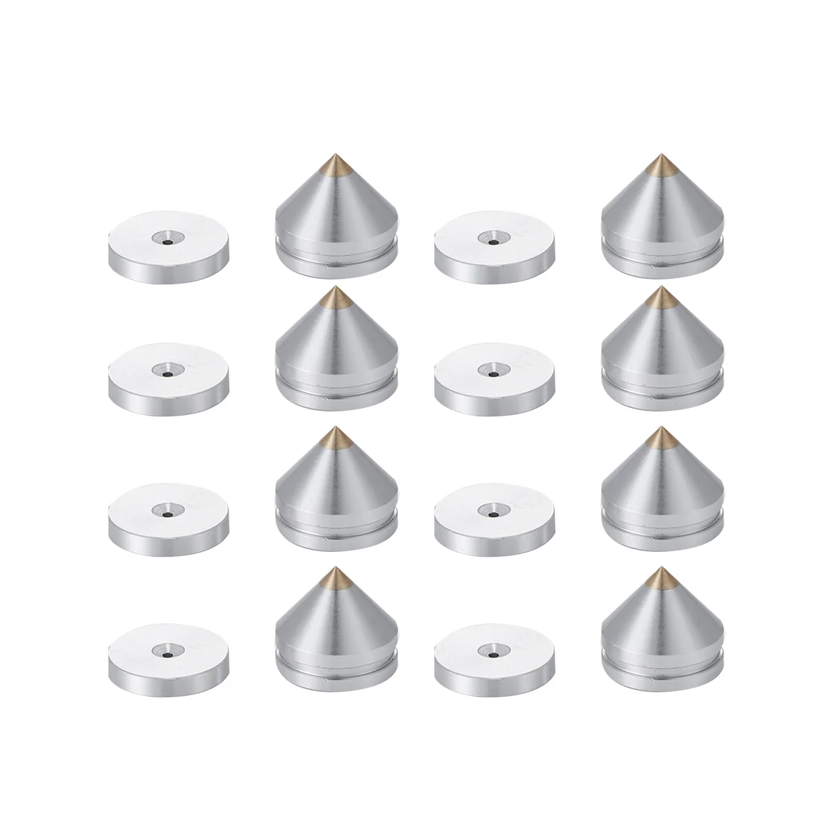 8 Set Speaker Stand Feet Foot Pad Aluminium Alloy Metal Spikes Cone Floor Foot Nail Silver