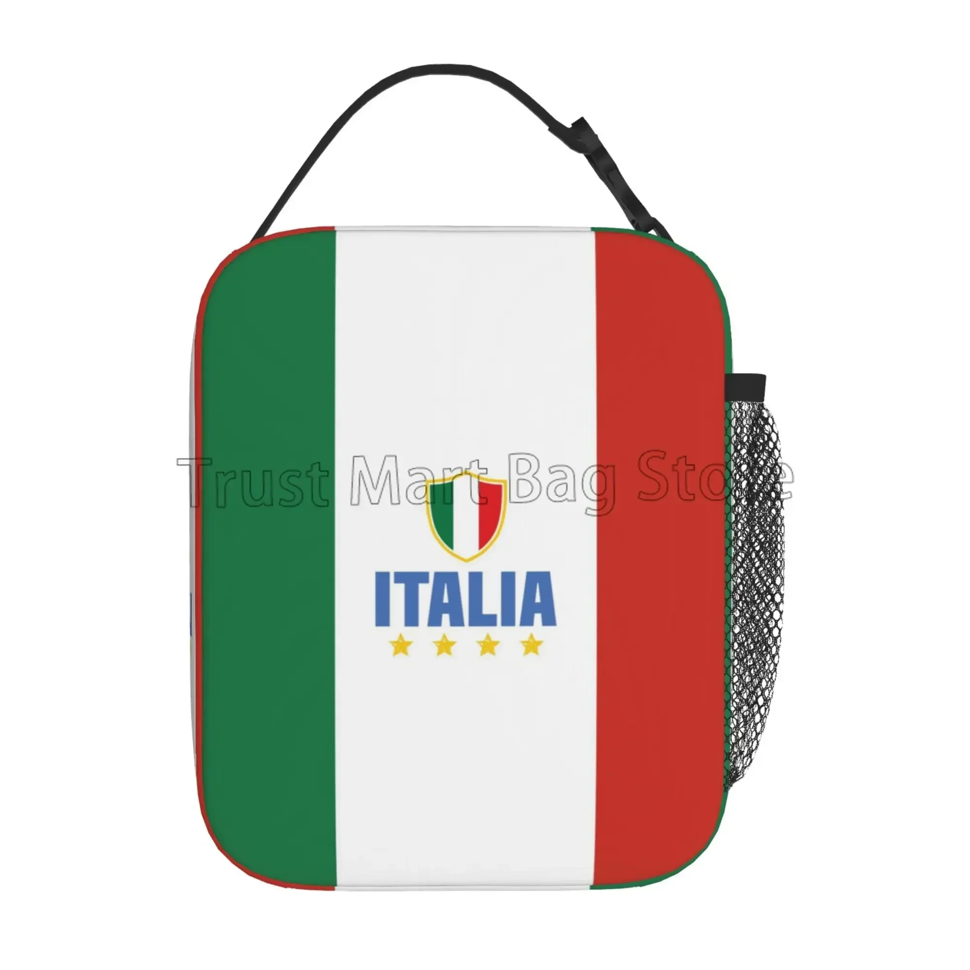 Italian Flag Pattern Insulated Lunch Bag Reusable Portable Thermal Bento Tote Bag for Women Boys Girls Work School Picnic Travel