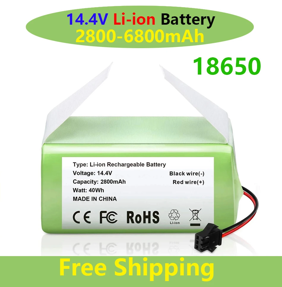 

2023 New 14.4V 6800mAh Li-ion Battery for Conga 990 1090 Tesvor X500 Ecovacs Deebot N79 N79S DN622 Eufy RoboVac11 11S RoboVac 30