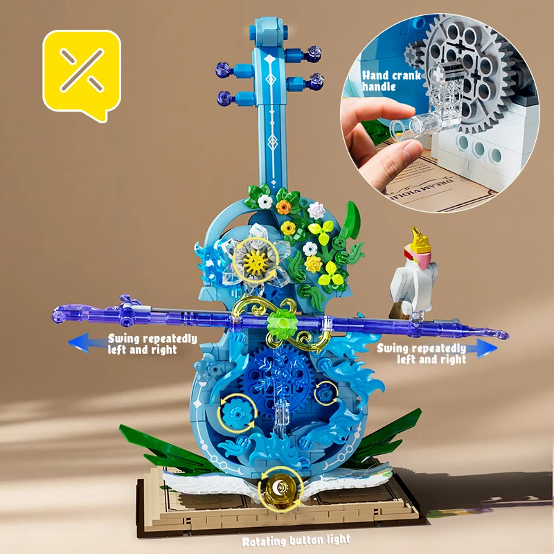 Construction créative 783 pièces Kit de briques de violon de rêve modèle musical bricolage avec détails d'équipement jouets de conception ornementale pour adultes enfants