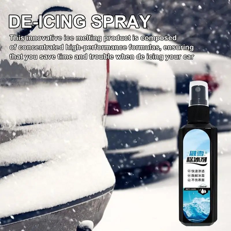 Windshield Deicer Spray Auto Windshield Deicing Spray 100ml Ice Remover Melting Spray Multi-Purpose Melters Winter Car Supplies