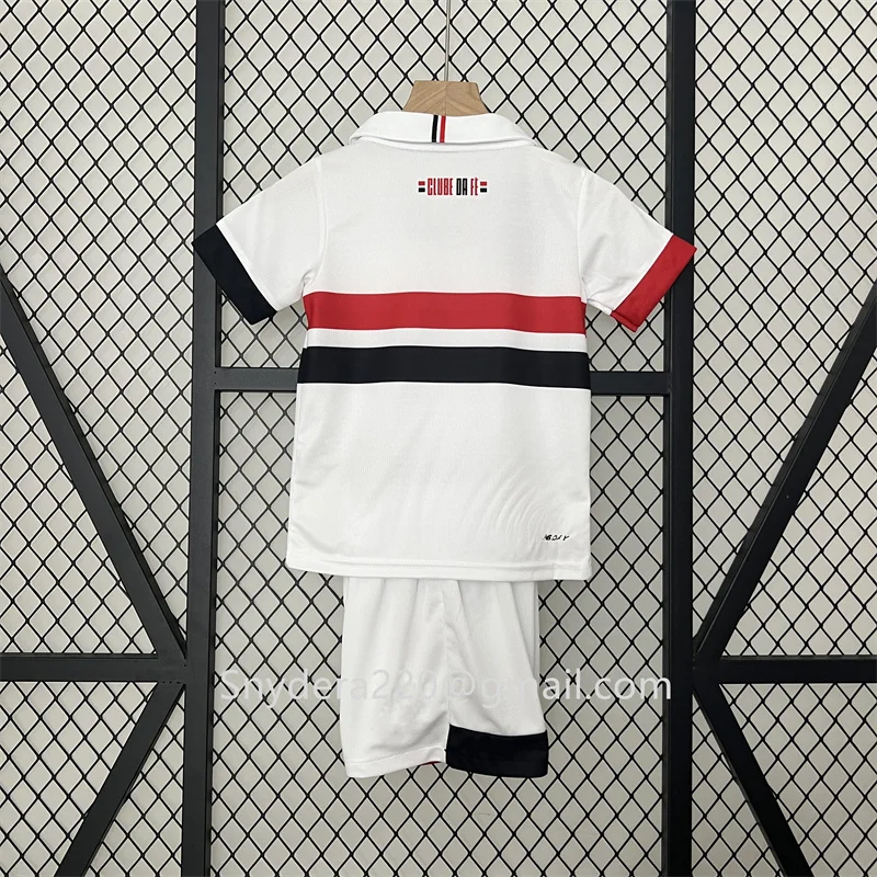 2024/25 Kids Sao Paulo Home White Quick Drying Clothing Training Futbol Shirt