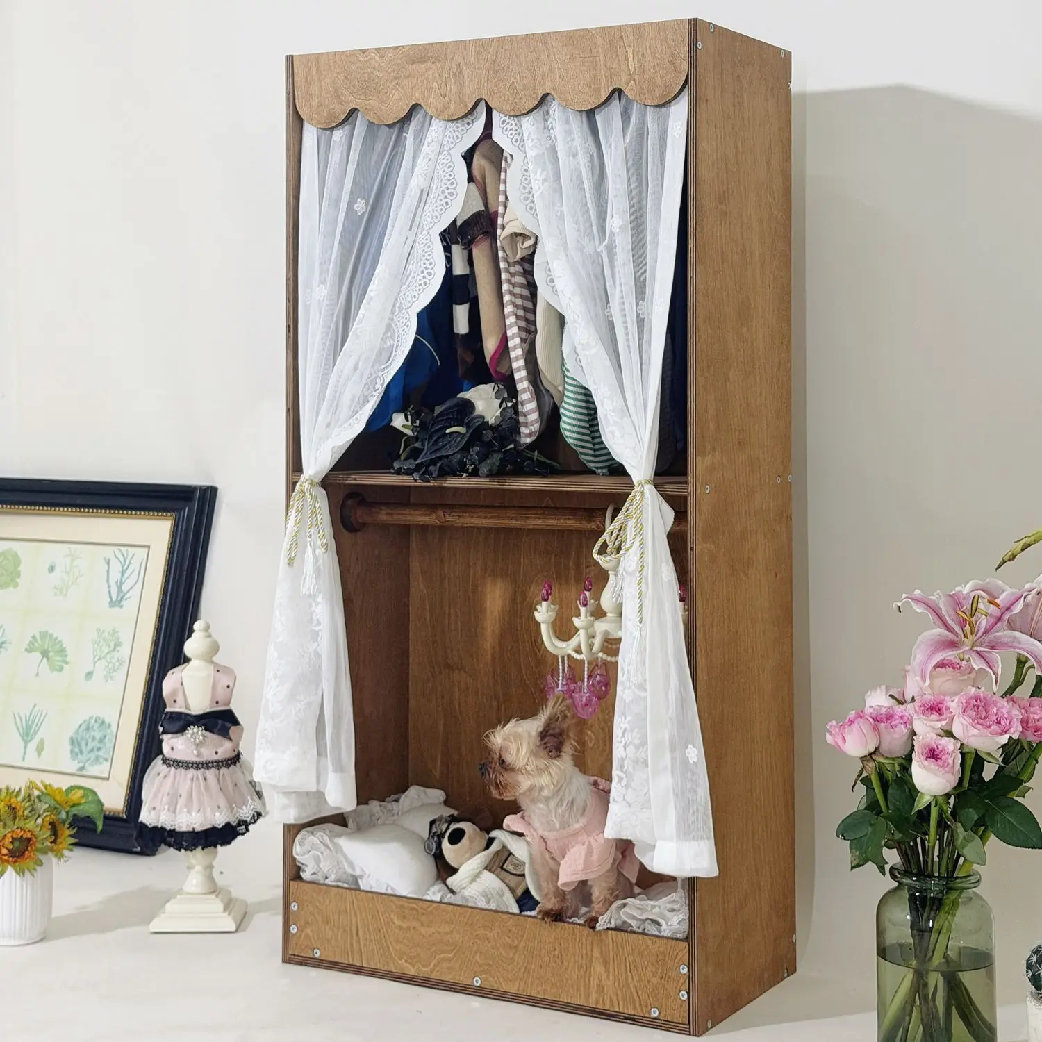 pet supplies, solid wood wardrobe, multi-functional drawer cabinet, cat clothing storage locker