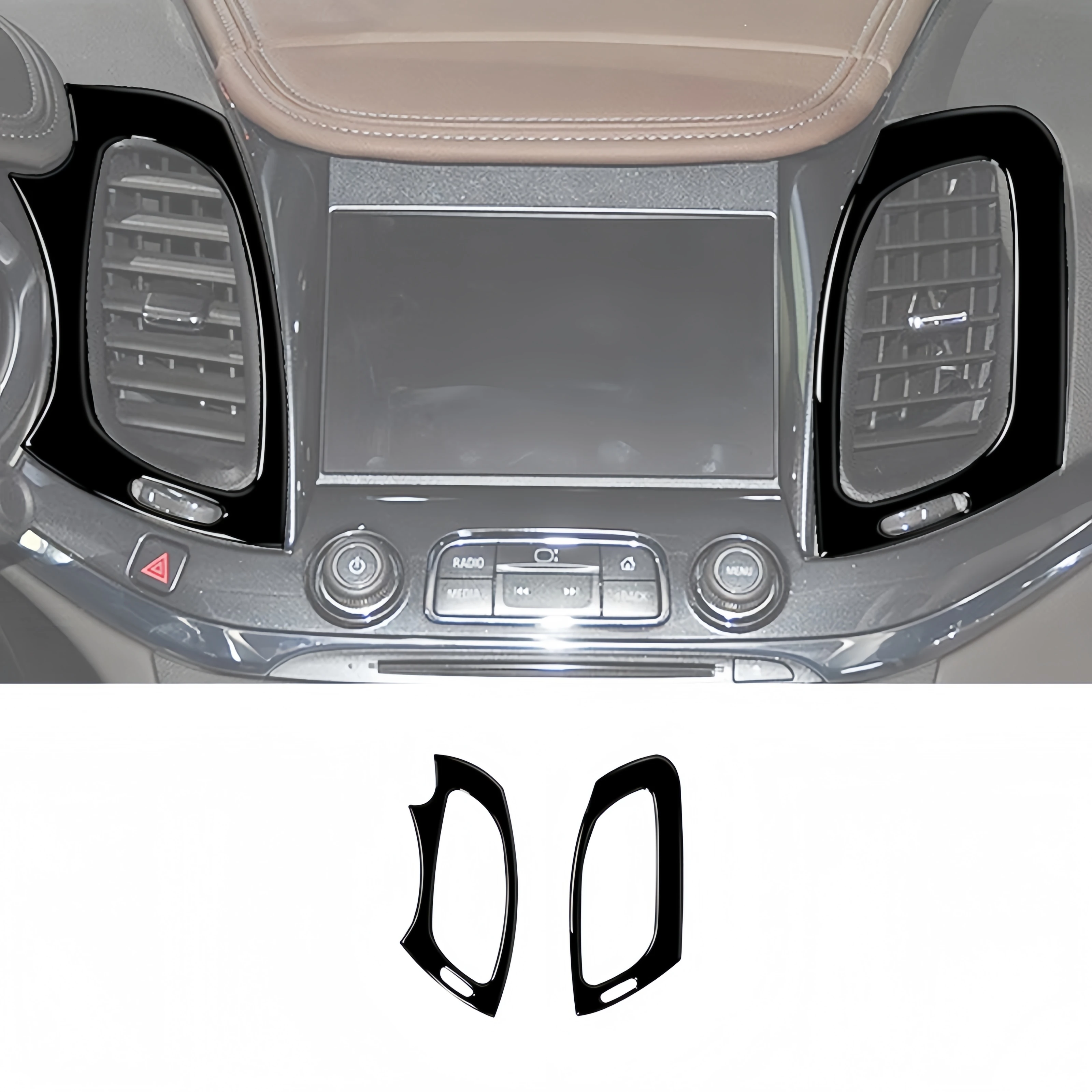 

Piano Black Interior For Chevrolet Impala 2014-2020 Car Center Console Air Outlet Frame Trim Cover Decor Stickers Accessories