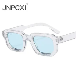 JNPCXI Fashion Blue Square Sunglasses For Women Men Retro Luxury Designer Clear Lens Sun Glasses Shades UV400 Eyeglasses