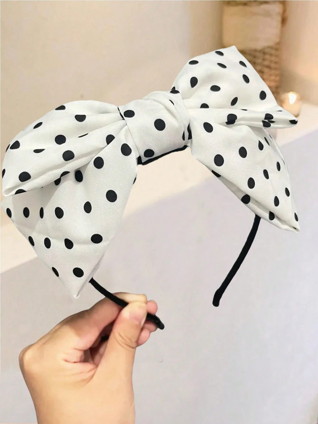 

Women's Polka Dot Solid Color Big Bow Headband Hair Accessory For Daily Use