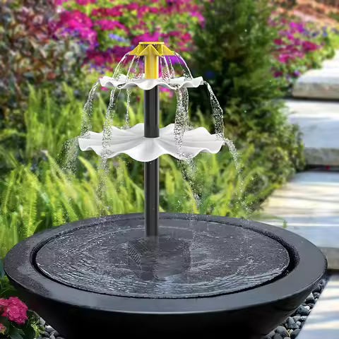 3 Tiered Water Fountain with 2W Solar Panel Solar Bird Bath Fountain Water Fountain with Birdbath for Garden Patio Yard and Deck