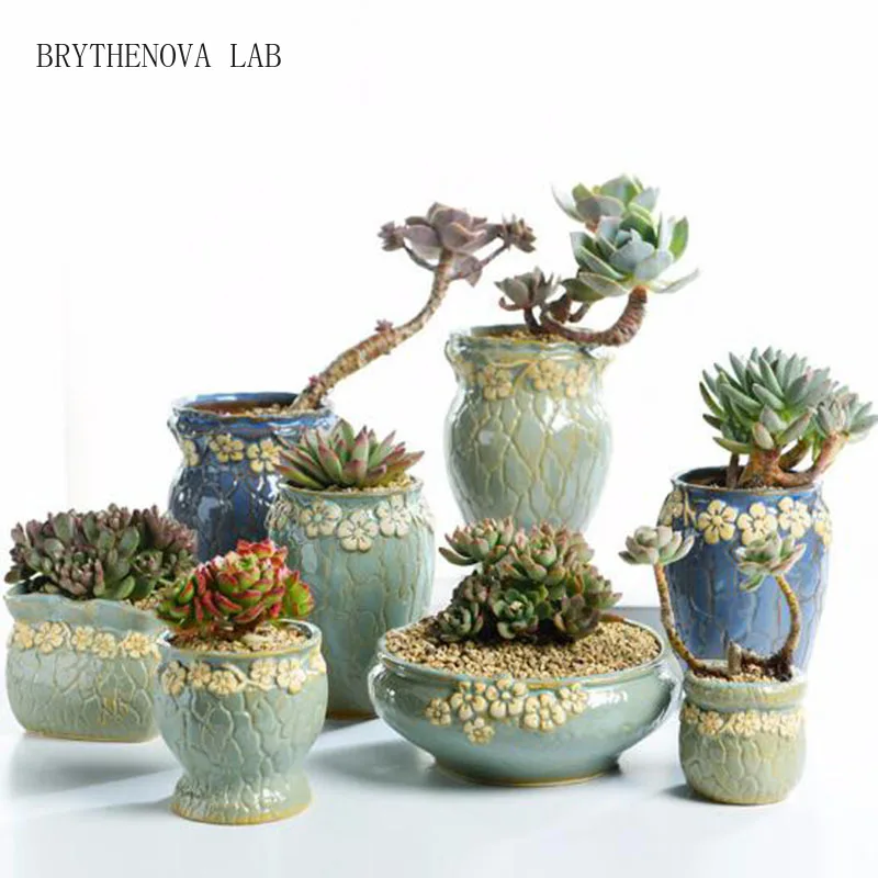 Succulent Plants Flowerpot Small and Medium Size Vase Retro Flower Floral Pot Creative Crafts Desktop Ornaments Planter Decor