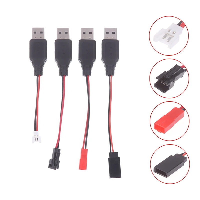 Cable de carga USB para Dron cuadricóptero teledirigido, cargador de batería de litio de 3,7 V a JST /SM / Futaba