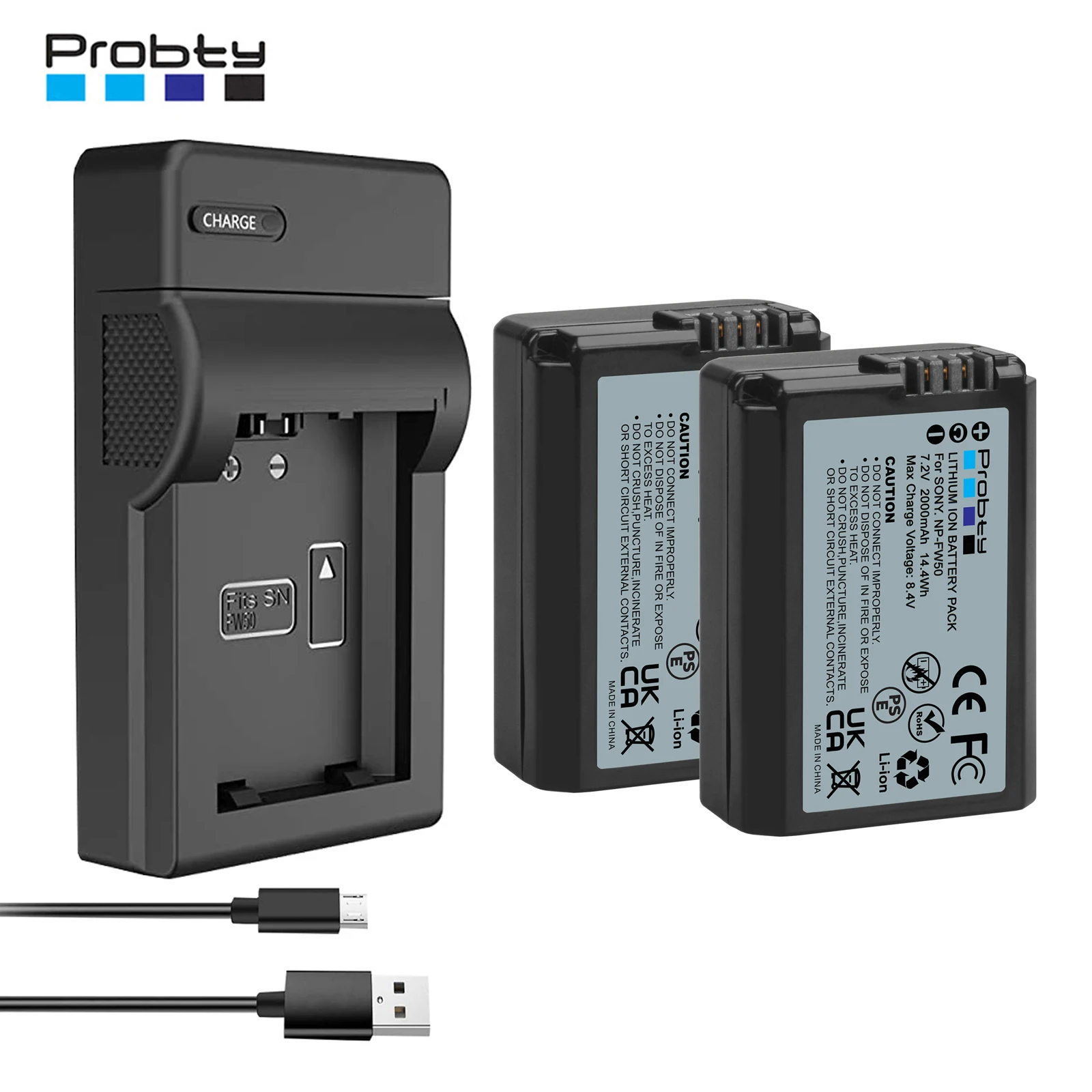 

NP-FW50 Replacement Battery and Micro USB Charger For Sony ZV-E10 A7 A7R A7RII A7II A7SII A7S A7RII A6300 A6400 A6500 RX10