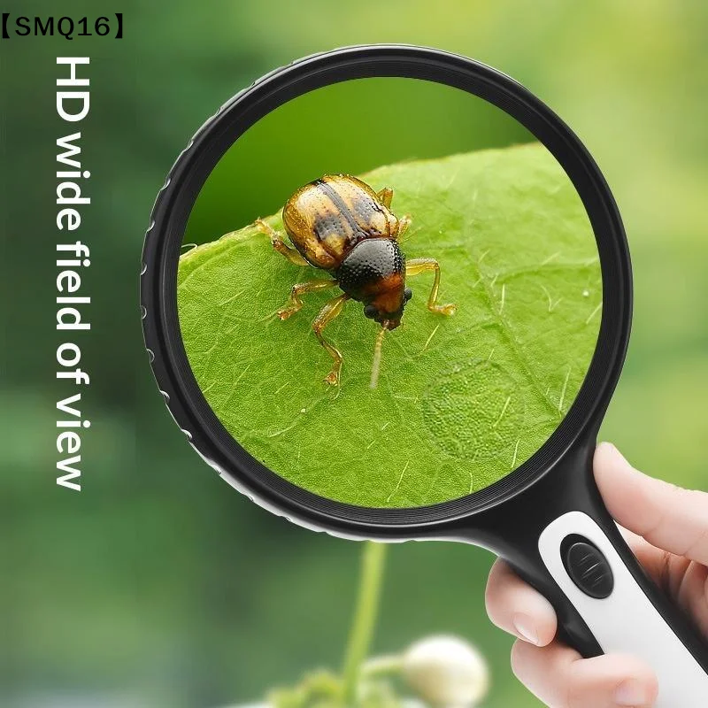 Large Lens Handheld Magnifier Magnifying Glass High Brightness Lights 4LED Illumination White Magnifying Elderly【SMQ】