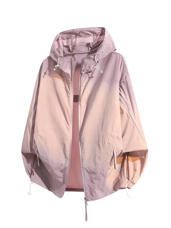 

Breathable Loose Thin Outdoor ex Summer New Faion Sun Protection Clothing UV Protection Long Sve Zipper Closure Poly...