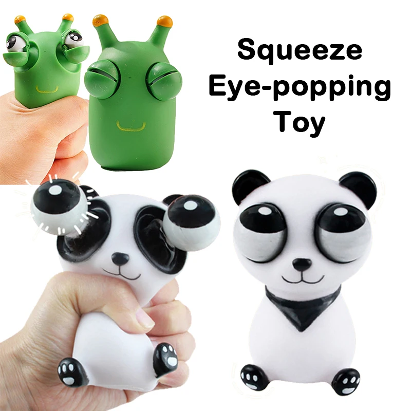 Funny Squeezing Panda Doll Eyeball Bursting Toy Kneading Green Insect Fidget Anti Stress Toys for Adult Children Interactive Toy