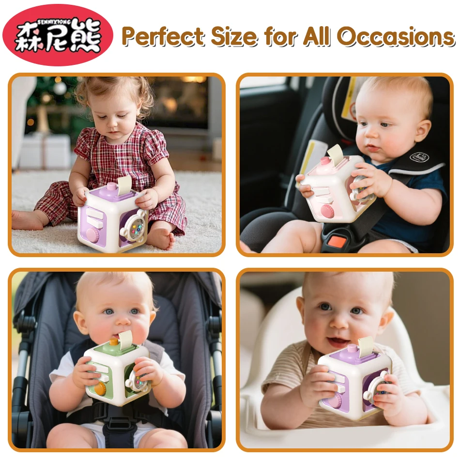 SENNIXIONG 6in1 مونتيسوري النشاط الحسي مكعب مشغول مجلس ممارسة مهارة التعلم الرضع التعليم المبكر لعبة للأطفال هدية