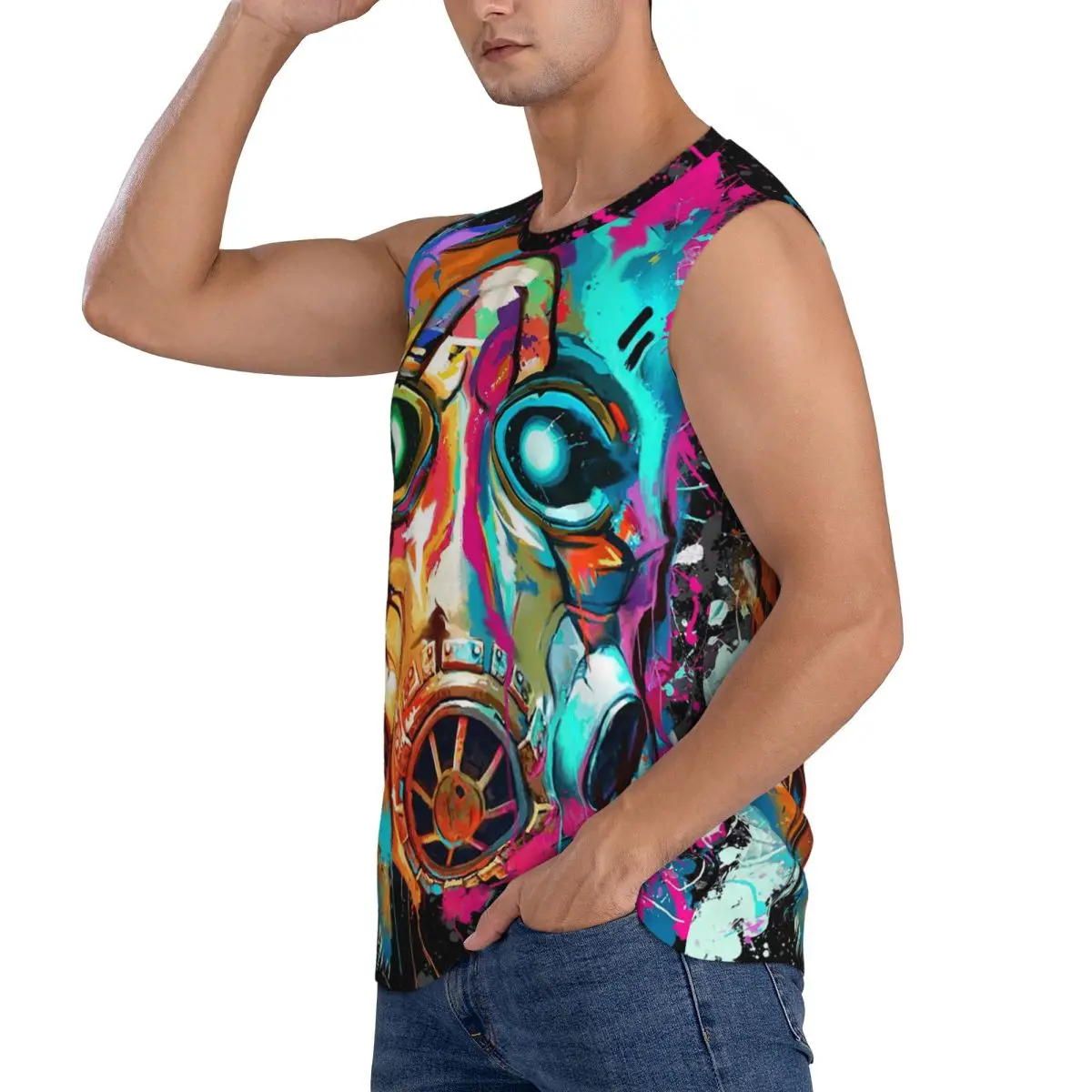 B-Borderlands Shooting Game Gaming Men Sleeveless Tank Tops Quick Dry Breathable Gym Fitness Running Summer Casual Sport Vest