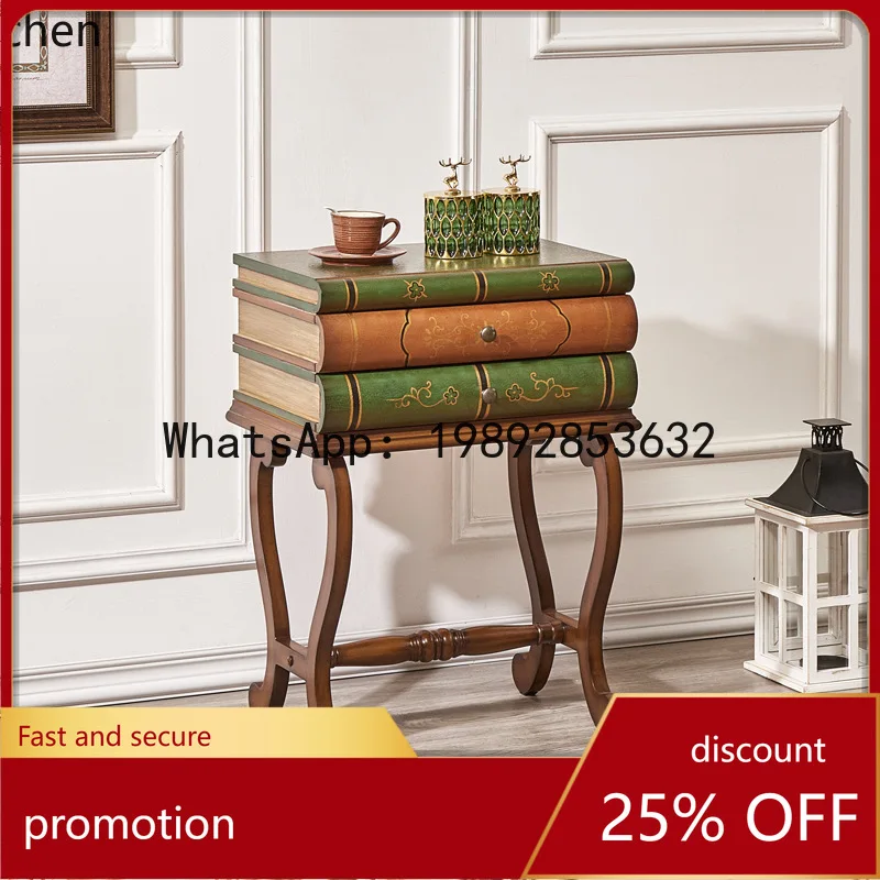 

YFY Book-Shaped Side Table French Sofa Corner Table Vintage Painted Small Coffee Table