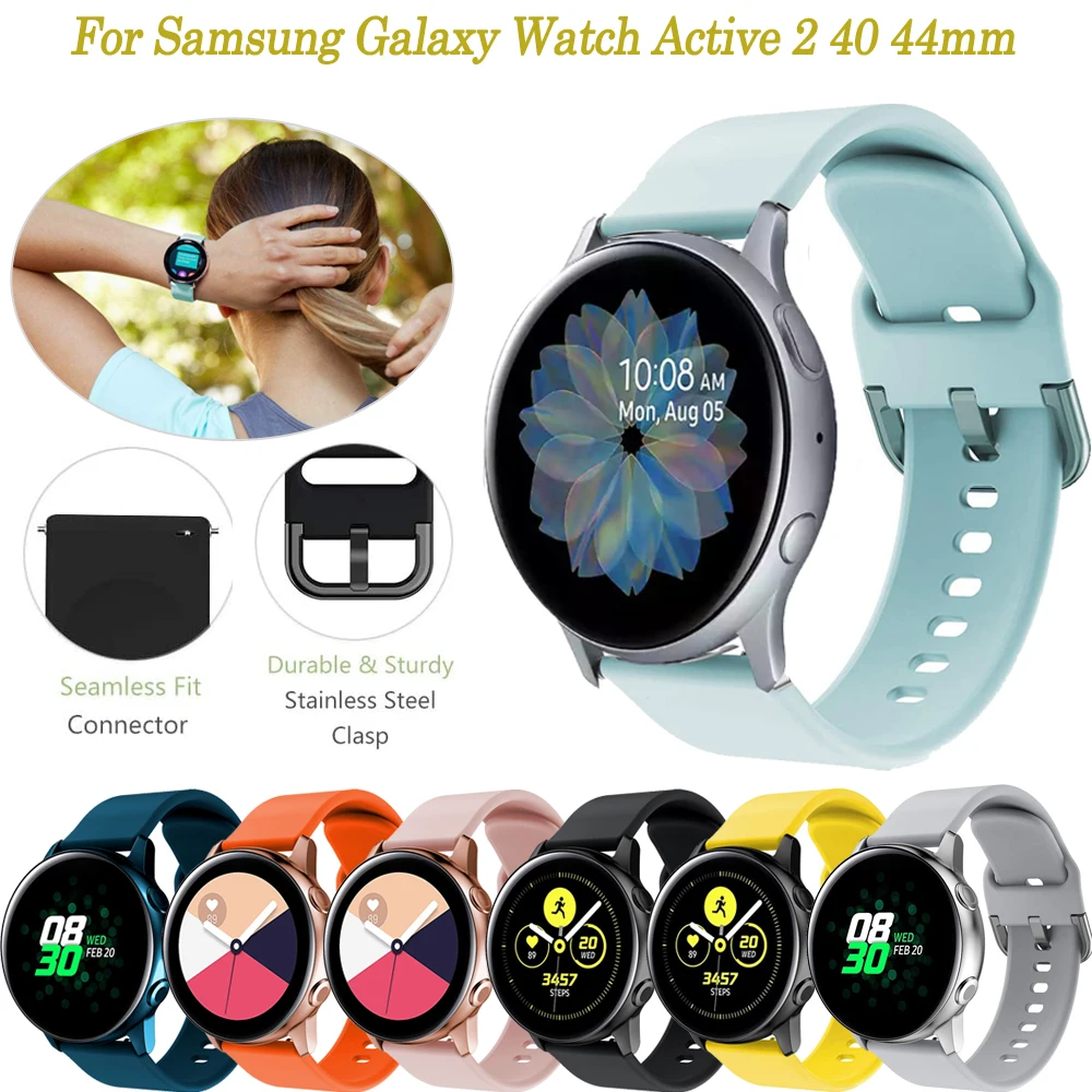 

Silicone Smartwatch Band For Samsung Galaxy watch Active 2 40mm 44mm Wrist Strap Watch 3 41mm/Gear S2 Classic Watchband Bracelet