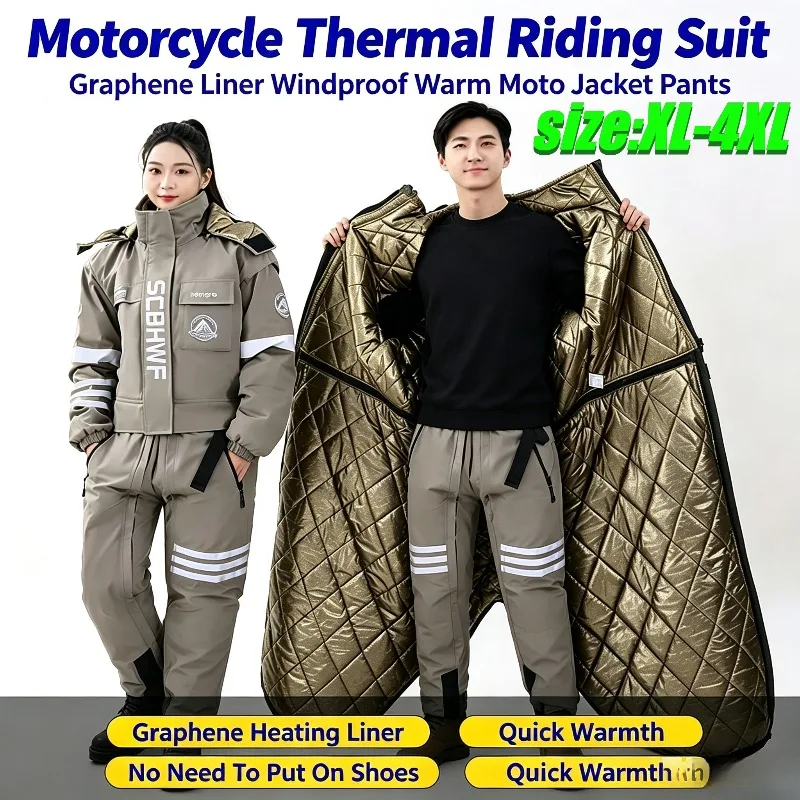New Motorcycle Cycling Suit Men Women Zipper Splicing Outdoor Windproof and Waterproof Locomotive Thickened One-piece Pants