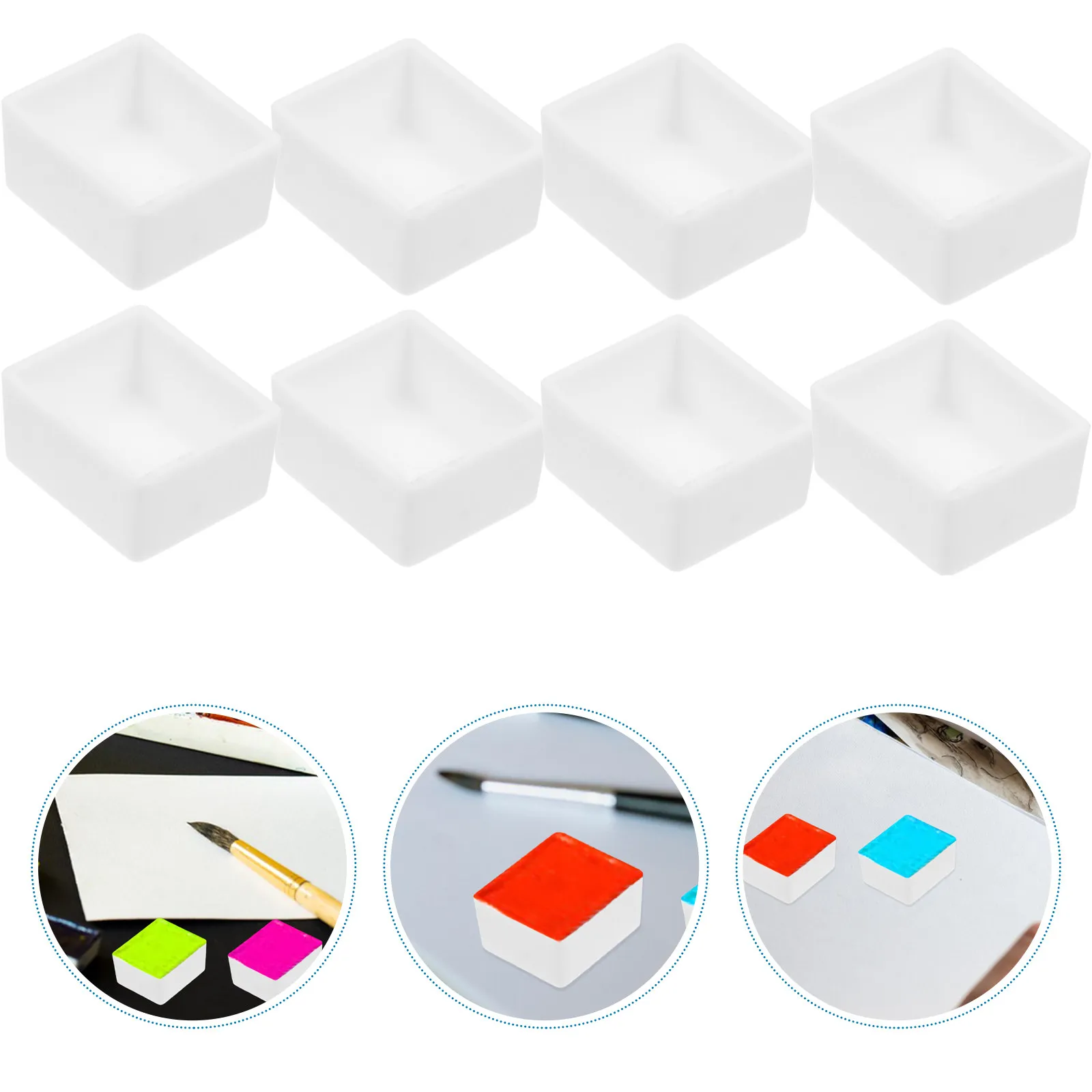 12Pcs Watercolor Paint Half Pans Plastic Empty DIY Palette Storage Container for Artists Painters Watercolor Pans