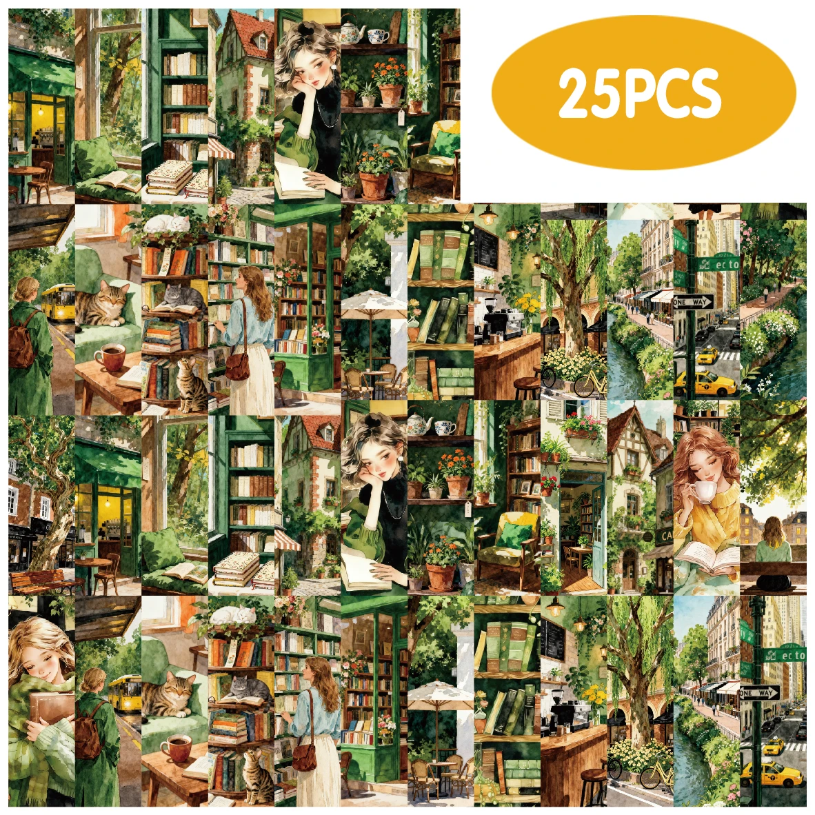 

Набор наклеек Etori Life City Alley Book Sound, 25 шт., зеленые наклейки с уличными мотивами, наклейки для создания свежей атмосферы, для блокнотов, телефонов, багажа, фотоальбомов, принадлежностей для скрапбукинга, поделок своими руками, подарочных пакет