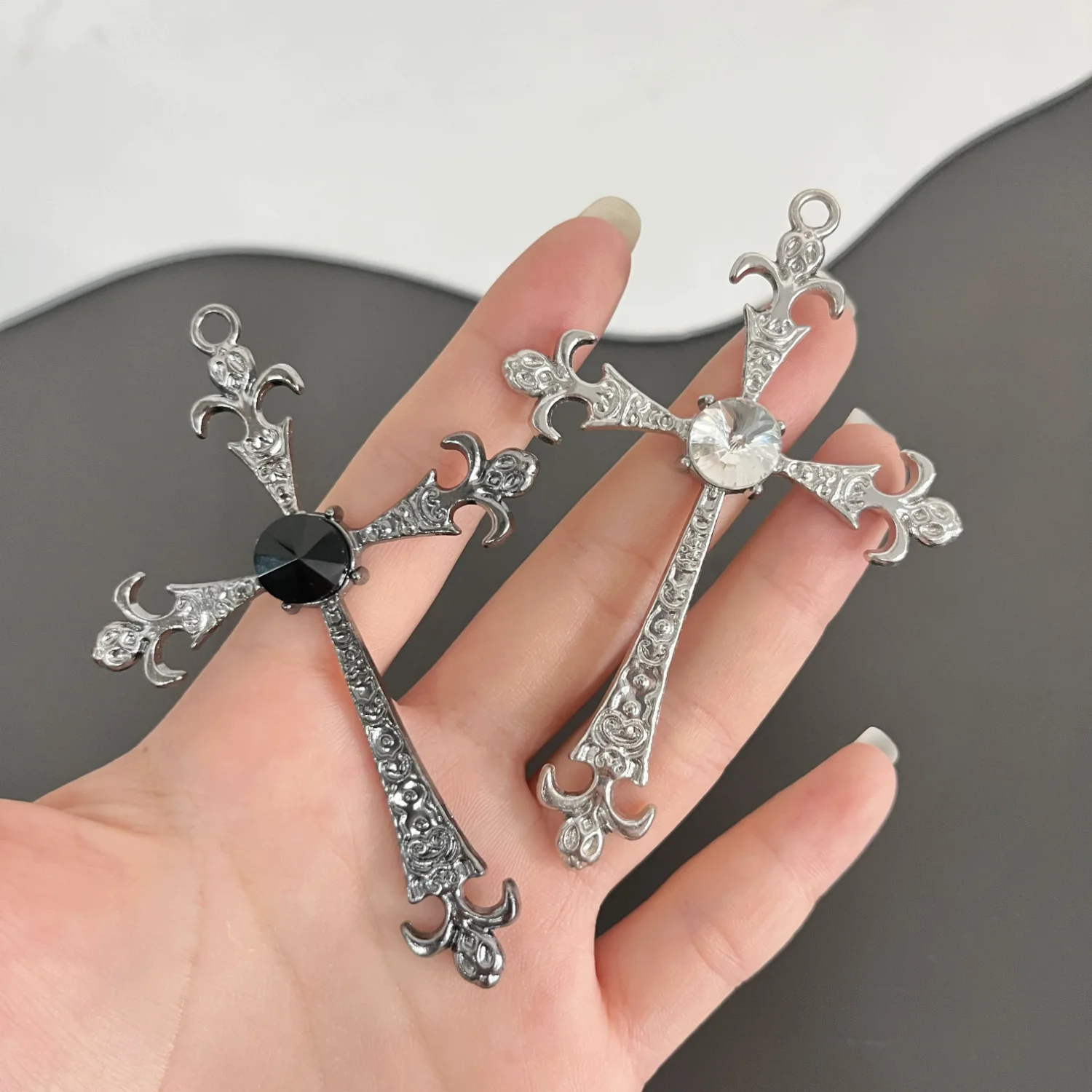6/30PCS Jewelry Cross Necklace Long Hot Girl Necklace Female Sweet Cool y2k Punk Neck Chain Sweater Chain Accessories Large