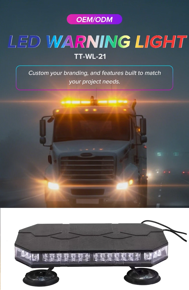 2026 New LED Amber Alert Light Bar Universal Fit for Car Van Bus Rectangular Emergency Vehicle Roof  Beacon Light 12V