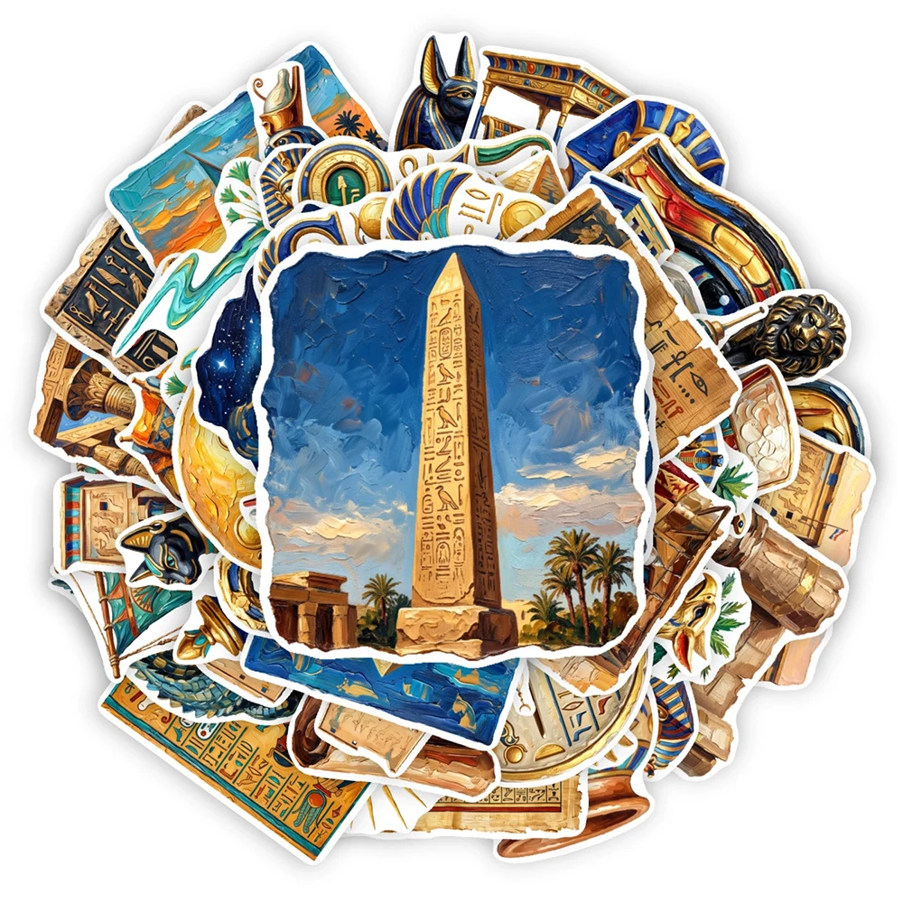 10/30/50pcs Retro Cartoon Ancient Egyptian Culture Stickers Pyramid Pharaoh Sphinx Decals Stationery Laptop Phone Sticker Pack