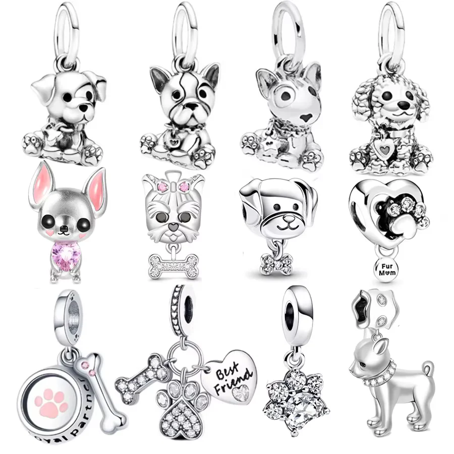 NEW Pet Dog Series French Bulldog,Chihuahua,Maltese Dog Charm Bead Fit Original 925 Sterling Silver Pandora Bracelet DIY Jewelry