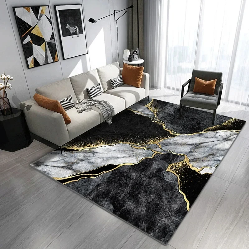 Modern Abstract Marble Carpet for Living Room Home Sofa Table Area Rug Non Slip Foldable Washable Bedroom Floor Mat Entrance Mat