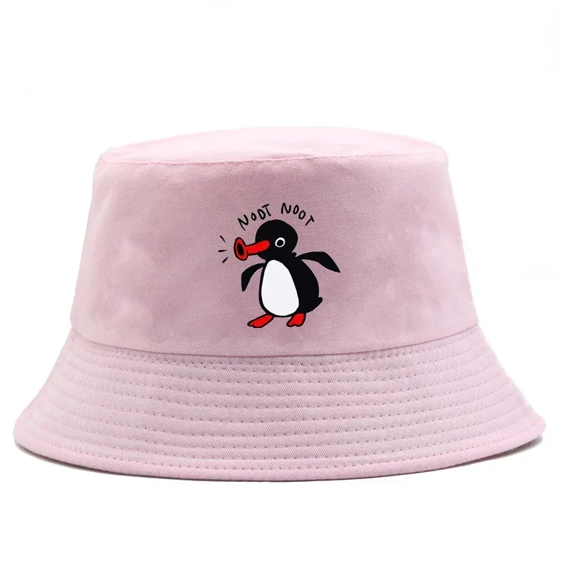 Summer Penguin Bucket Hat Reversible Bob Men Women Cotton Travel Beach Fisherman Hat Outdoor Sports Pull Up Bob Panama Sun Hat