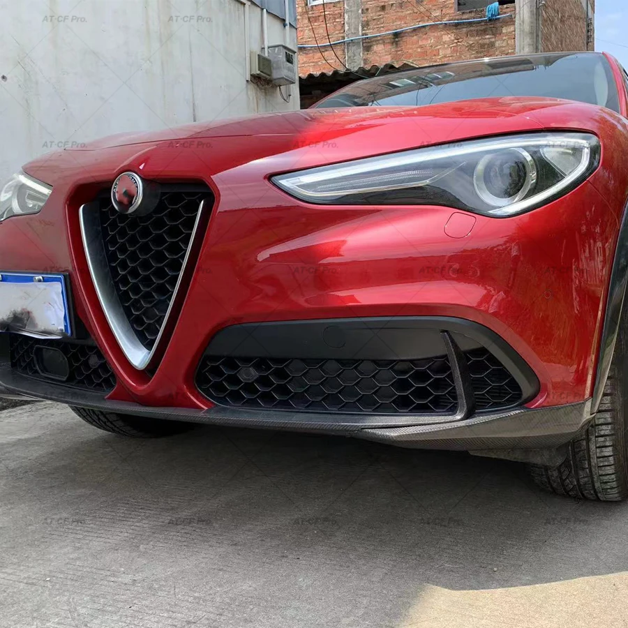 For Stelvio Carbon Fiber / FRP Unpainted Front Bumper Lip for Alfa Romeo Stelvio 2016-2023  Front Bumper Lip Spoiler Splitters