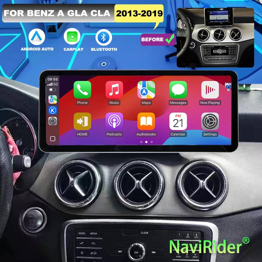 Radio Mobil Android 14 14.6 inci Untuk Benz A GLA CLA W176 X156 C117 X117 2013-2019 Carplay Stereo Otomatis GPS Navigasi Pemutar Video