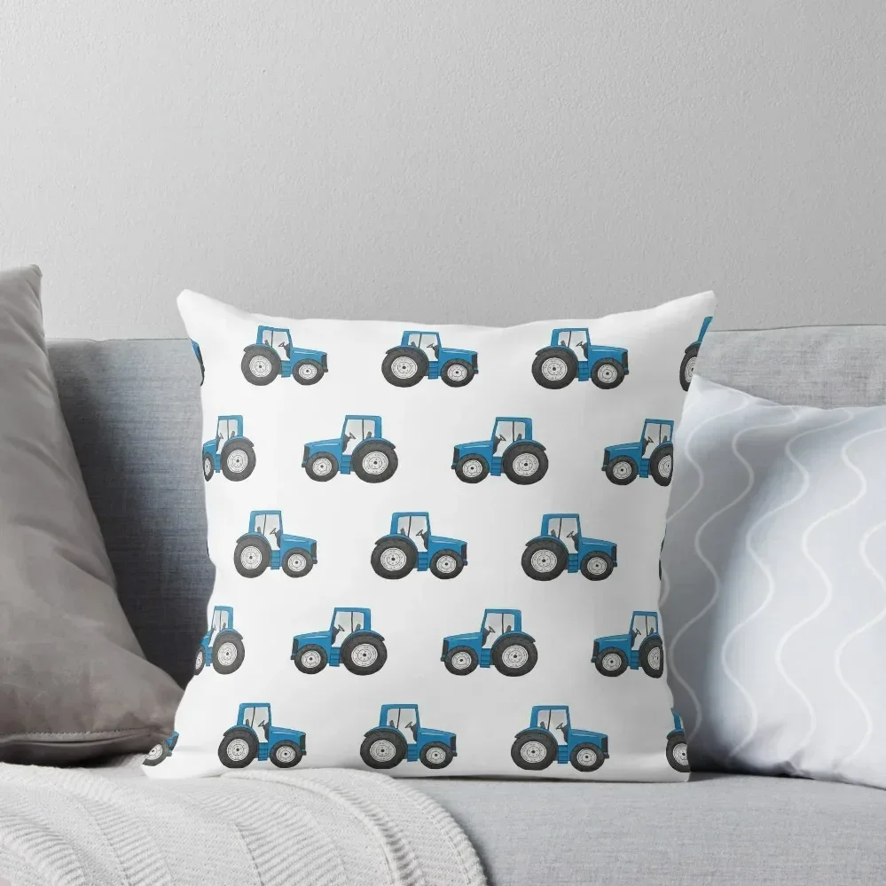 

Rows of Blue Tractors farm pattern on a white background Throw Pillow Throw Pillow Covers pillow cover luxury Cushions