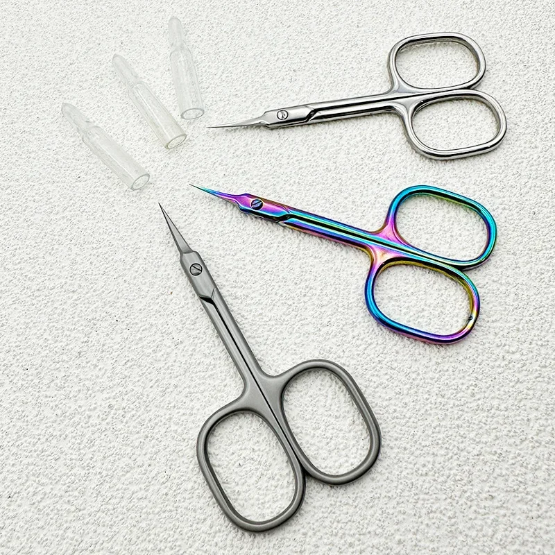 Russian Manicure Scissors Cuticle Regrowth Cut Curved Tip Nail Pedicure Grooming Professional Stainless Steel Dead Skin Remover